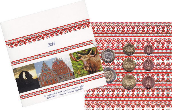 Латвия, Набор монет 2014 года (буклет) Тип II