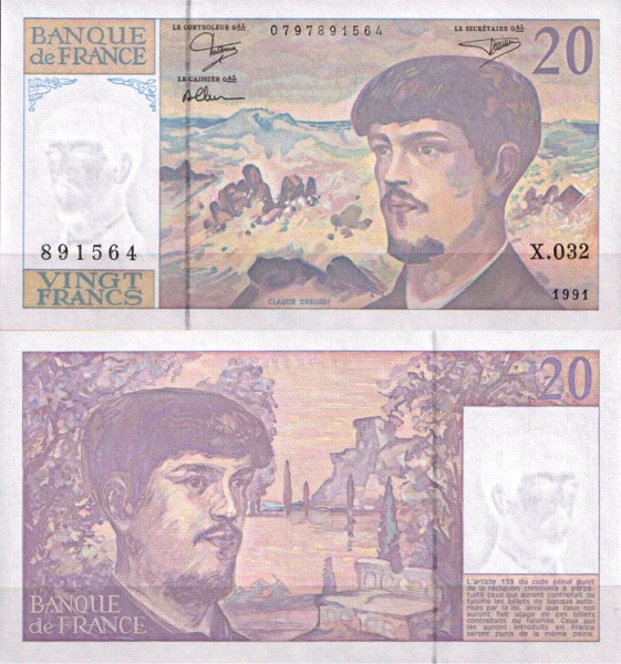 Франция 20 франков 1991 (UNC Pick 151e)