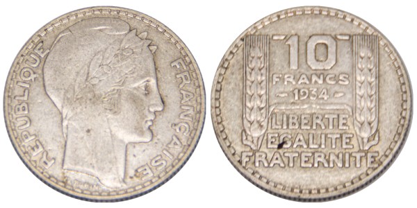 Франция, 10 франков 1934 год