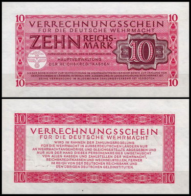 Германия 10 марок 1944 UNC P.M40 Для вермахта