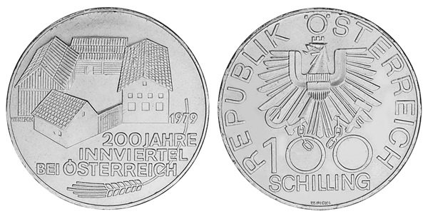 Австрия, 100 шиллингов 1979 год, Инфиртель в Верхней Австрии