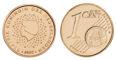 Нидерланды, 1 цент 2005 (UNC, медь)