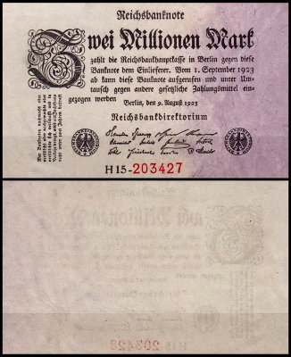Германия 2.000.000 марок 1923 UNC P.103 Вариант 2