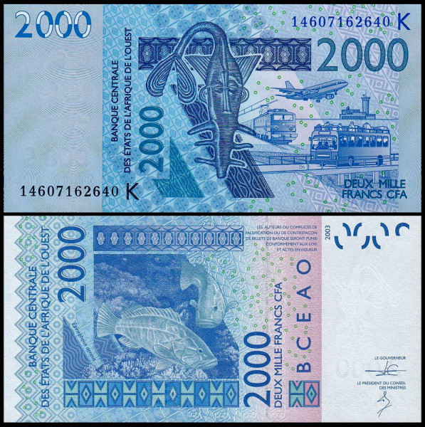 Западная Африка - Сенегал 2000 франков 2003-2007 (UNC Pick 716K)