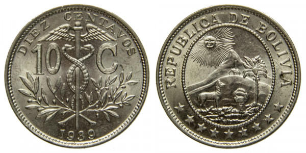 Боливия, 10 сентаво 1939 год
