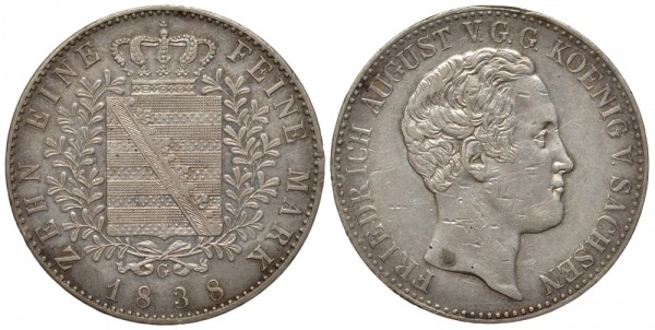 Саксония 1 талер 1838 Фридрих Август II