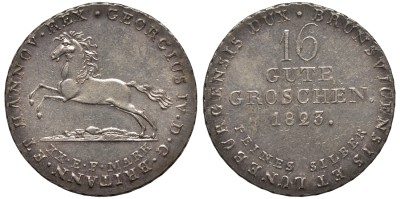 ГАННОВЕР 16 ГУТЕГРОШЕНОВ 1823 КОРОЛЬ АНГЛИИ ГЕОРГ IV