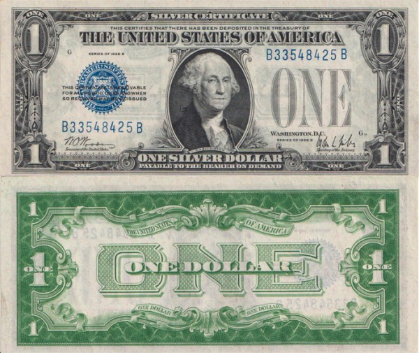 США 1 доллар 1928B (UNC Pick 412b) Silver Certificate