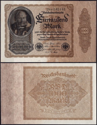Германия 1000 марок 1922 UNC P.82 Коричневая бумага