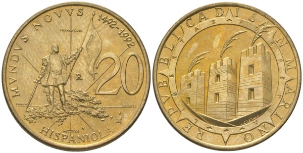 Сан Марино, 20 лир 1992 год