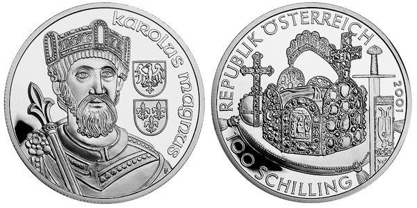 Австрия, 100 шиллингов 2001 год, Магнус Ольденбургский, ПРУФ