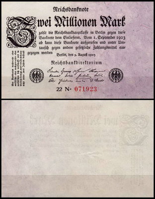 Германия 2.000.000 марок 1923 UNC P.103 Вариант 3