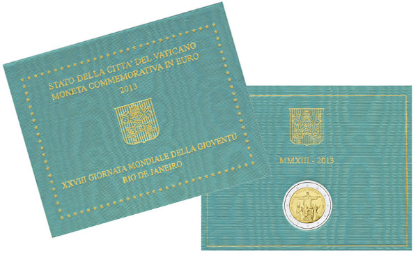 Ватикан, 2 евро 2013 год, Международный день молодёжи в Рио-де-Жанейро