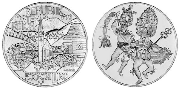 Австрия, 500 шиллингов 1993 год, Коммуна Хайлигенблут