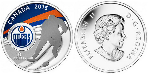 Канада, 10 долларов 2015 год, Хоккейный клуб «Edmonton Oilers», ПРУФ