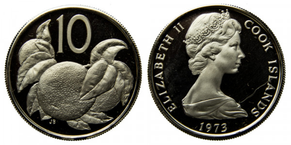 Острова Кука, 10 центов 1973 год