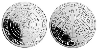 Германия, 5 марок 1973 год, Николай Коперник, ПРУФ