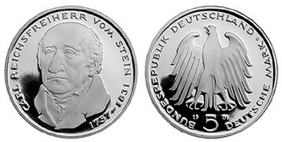Германия, 5 марок 1981 год, Карл фон Штейн, ПРУФ