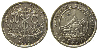 Боливия, 50 сентаво 1939 год
