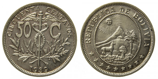 Боливия, 50 сентаво 1939 год