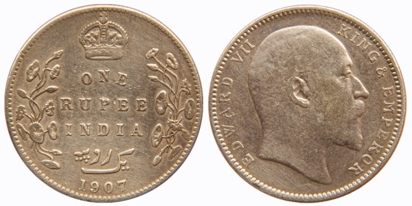 Индия 1 рупий 1907 год