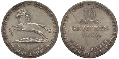 ГАННОВЕР 16 ГУТЕГРОШЕНОВ 1822 КОРОЛЬ АНГЛИИ ГЕОРГ IV