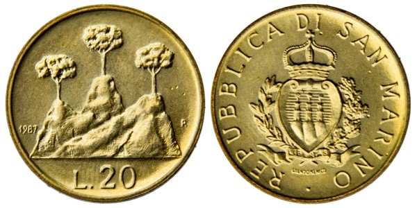 Сан Марино, 20 лир 1987 год