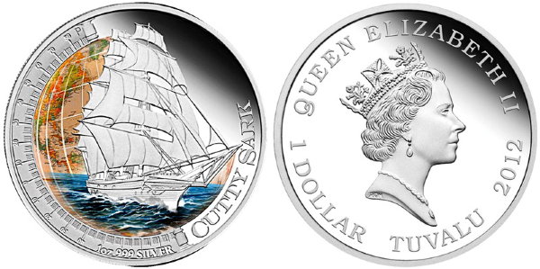 Тувалу, 1 доллар 2012 год, Парусник «Cutty Sark», ПРУФ