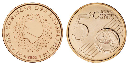 Нидерланды, 5 центов 2005 (UNC, медь)