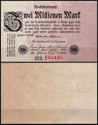 Германия 2.000.000 марок 1923 UNC P.103 Вариант 4