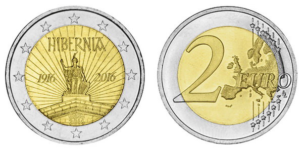 Ирландия, 2 евро 2016 год, 100 лет Пасхального восстания