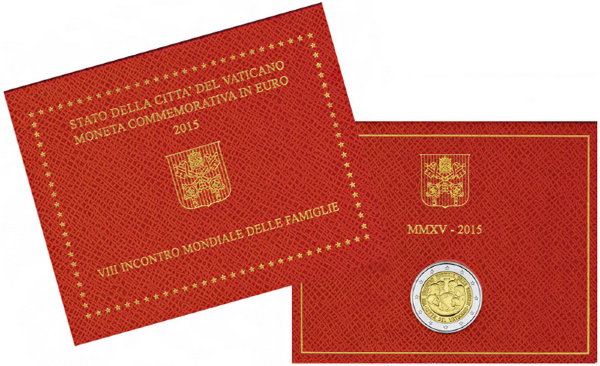 Ватикан, 2 евро 2015 год, VIII Всемирная встреча семей в Филадельфии