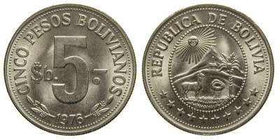 Боливия, 5 песо 1976 год