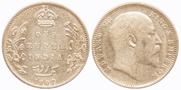 Индия 1 рупий 1907 год