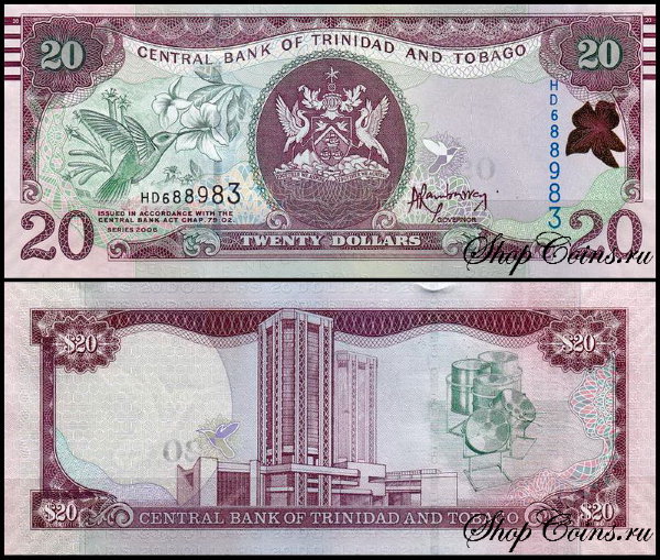 Тринидад и Тобаго 20 долларов 2006 (UNC Pick 49) Модификация 2014 года