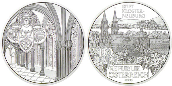 Австрия, 10 евро 2008 год, Монастырь Клостернойбург