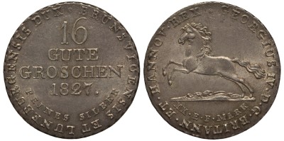 ГАННОВЕР 16 ГУТЕГРОШЕНОВ 1827 КОРОЛЬ АНГЛИИ ГЕОРГ IV
