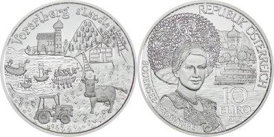 Австрия, 10 евро 2013 год, Боденское озеро в Форарльберге