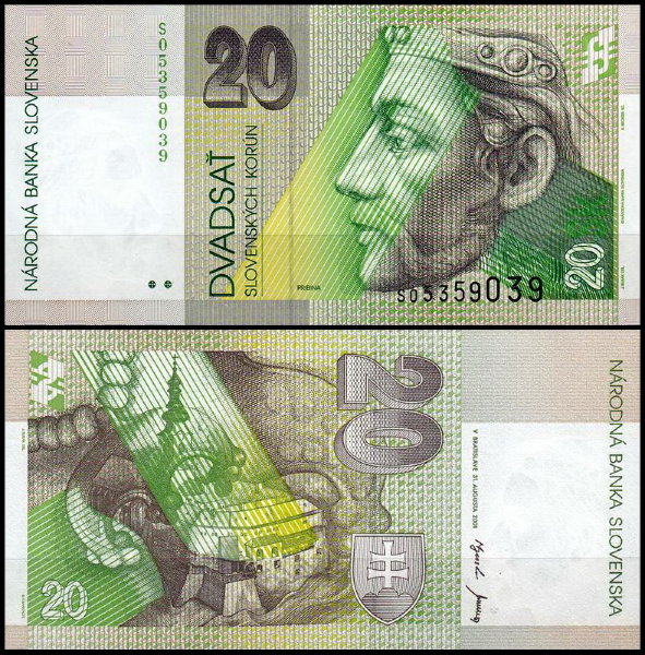 Словакия 20 крон 2001 (UNC Pick 20e)