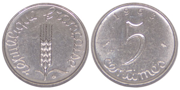 Франция, 5 сантимов 1963 год