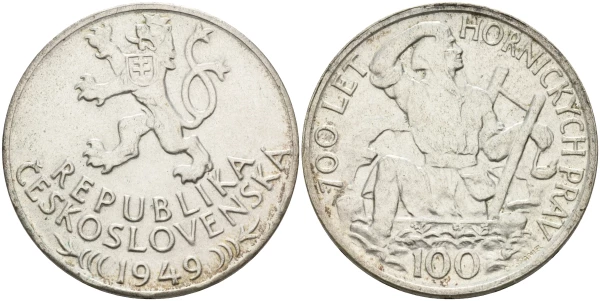 Чехословакия, 100 крон 1949 год - 700 лет Праву добычи серебра