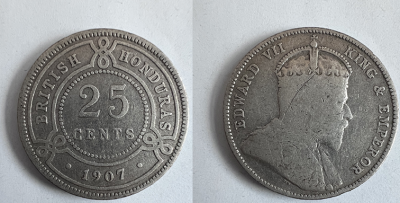 Британский Гондурас 25 центов 1907 год