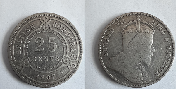 Британский Гондурас 25 центов 1907 год