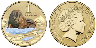 Австралия, 1 доллар 2013 (UNC, бронза) Австралийский морж