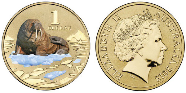Австралия, 1 доллар 2013 (UNC, бронза) Австралийский морж