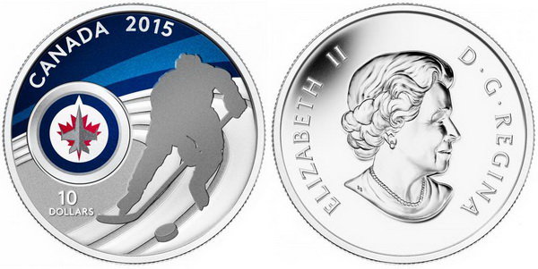 Канада, 10 долларов 2015 год, Хоккейный клуб «Winnipeg Jets», ПРУФ