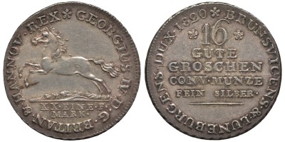 ГАННОВЕР 16 ГУТЕГРОШЕНОВ 1820 КОРОЛЬ АНГЛИИ ГЕОРГ IV
