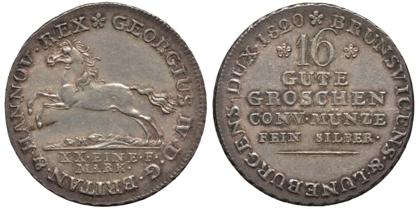 ГАННОВЕР 16 ГУТЕГРОШЕНОВ 1820 КОРОЛЬ АНГЛИИ ГЕОРГ IV