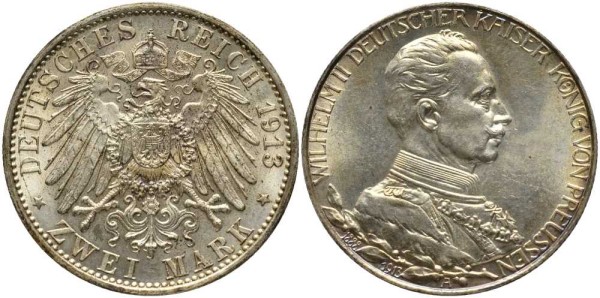 Пруссия 2 марки 1913 А, Вильгельм II