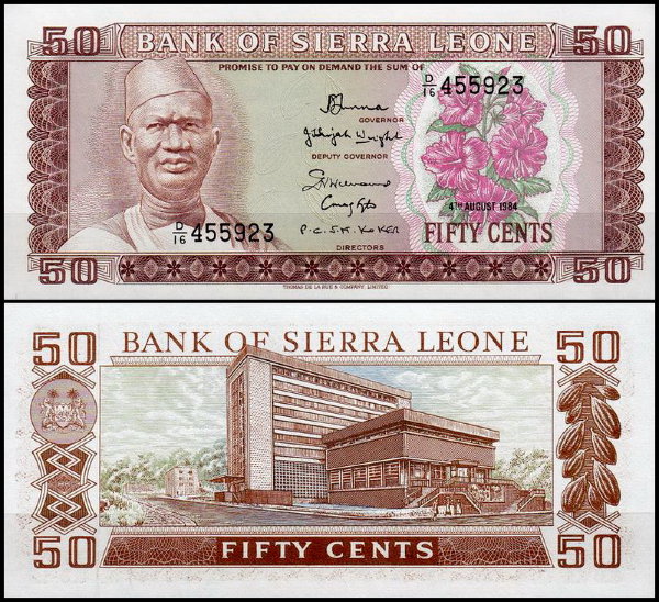 Сьерра Леоне 50 центов 1979-1984 (UNC Pick 4)